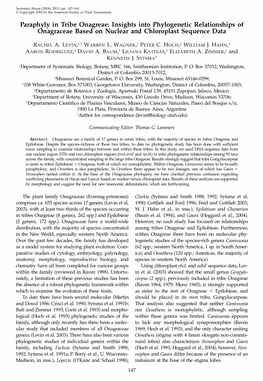 Insights Into Phylogenetic Relationships of Onagraceae Based on Nuclear and Chloroplast Sequence Da