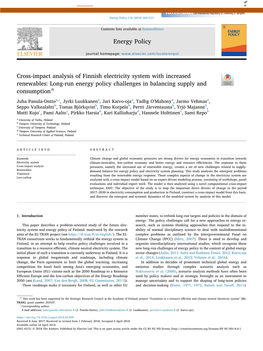 Cross-Impact Analysis of Finnish Electricity System with Increased Renewables Long-Run Energy Policy Challenges in Balancing Su