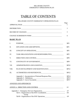 Table of Contents