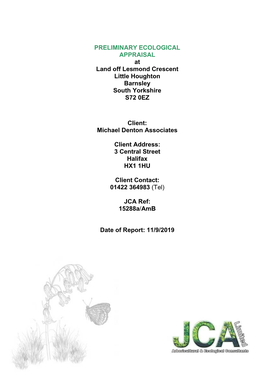 PRELIMINARY ECOLOGICAL APPRAISAL at Land Off Lesmond Crescent Little Houghton Barnsley South Yorkshire S72 0EZ