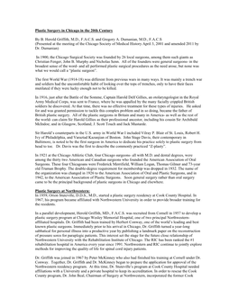 Plastic Surgery in Chicago in the 20Th Century by B. Herold Griffith, M.D., F.A.C.S. and Gregory A. Dumanian, M.D., F.A.C.S (Pre