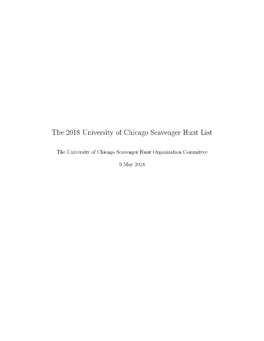 The 2018 University of Chicago Scavenger Hunt List