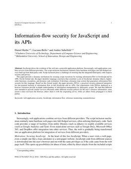 Information-Flow Security for Javascript and Its Apis