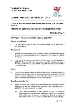 Cardiff Council Cyngor Caerdydd Cabinet Meeting
