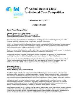 6 Annual Best in Class Invitational Case Competition