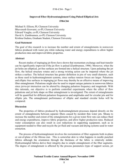 Improved Fiber Hydroentanglement Using Pulsed Elliptical Jets F98-C04