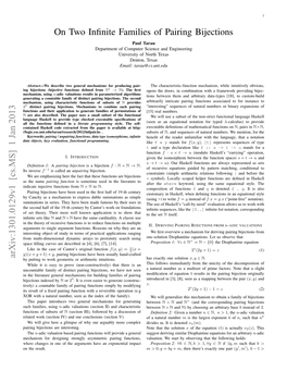 On Two Infinite Families of Pairing Bijections