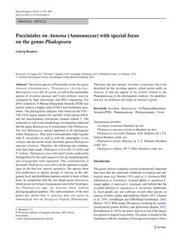 Pucciniales on Annona (Annonaceae) with Special Focus on the Genus Phakopsora