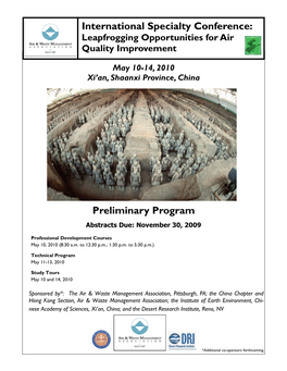 International Specialty Conference: Preliminary Program