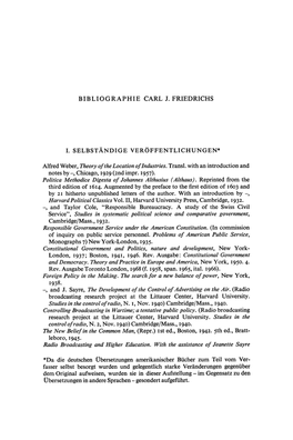 Bibliographie Carl J. Friedrichs