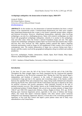 The Demarcation of Modern Japan, 1868-1879 J