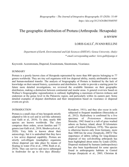 The Geographic Distribution of Protura (Arthropoda: Hexapoda): a Review