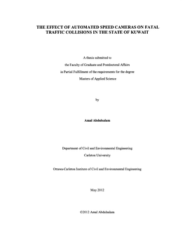 The Effect of Automated Speed Cameras on Fatal Traffic Collisions in the State of Kuwait