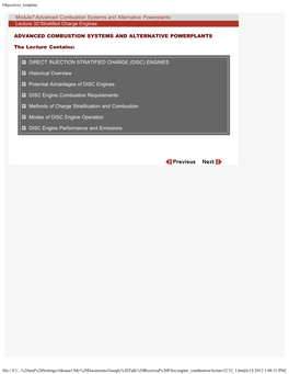 Module7:Advanced Combustion Systems and Alternative Powerplants Lecture 32:Stratified Charge Engines