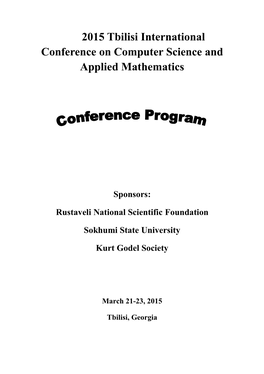 2015 Tbilisi International Conference on Computer Science and Applied Mathematics