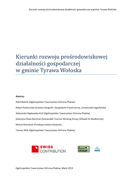 Kierunki Rozwoju Proś Rodowiśkowej Działalnoś Ci Gośpodarczej W Gminie Tyrawa Wołośka