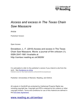 Access & Excess in the Texas Chain Saw Massacre