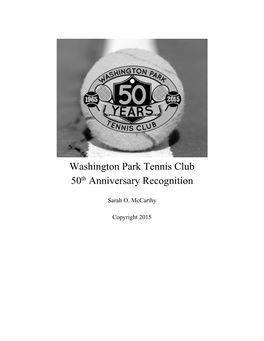 Washington Park Tennis Club 50​Th​ Anniversary Recognition