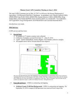 1 Minutes from CAPS Committee Meeting on June 1, 2016 the State CAPS Committee Met on May 18, 2017 at 9:00 Am at the Kansas Depa