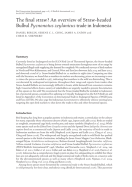 An Overview of Straw-Headed Bulbul Pycnonotus Zeylanicus Trade in Indonesia