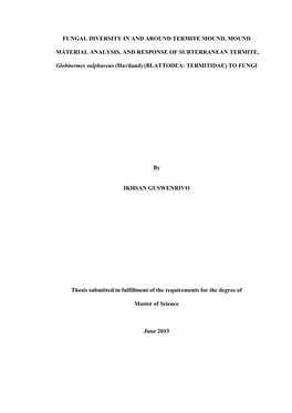 Fungal Diversity in and Around Termite Mound, Mound