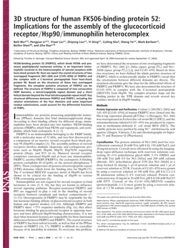 3D Structure of Human FK506-Binding Protein 52: Implications for the Assembly of the Glucocorticoid Receptor͞hsp90͞immunophilin Heterocomplex