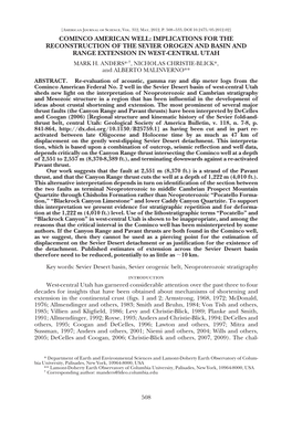 Cominco American Well: Implications for the Reconstruction of the Sevier Orogen and Basin and Range Extension in West-Central Utah Mark H