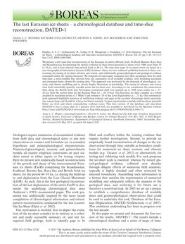 The Last Eurasian Ice Sheets – a Chronological Database and Time-Slice Reconstruction, DATED-1