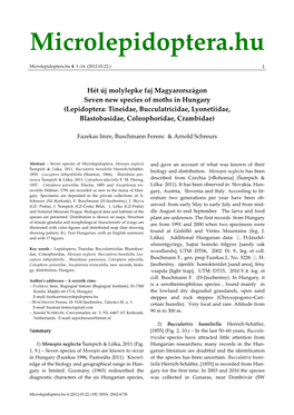 Seven New Species of Moths in Hungary (Lepidoptera: Tineidae, Bucculatricidae, Lyonetiidae, Blastobasidae, Coleophoridae, Crambidae)