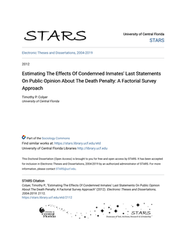 Estimating the Effects of Condemned Inmates' Last Statements on Public Opinion About the Death Penalty: a Factorial Survey Approach