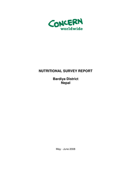 NUTRITIONAL SURVEY REPORT Bardiya District Nepal