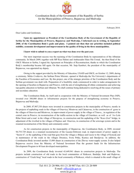 Coordination Body of the Government of the Republic of Serbia for the Municipalities of Presevo, Bujanovac and Medvedja