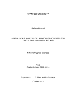 CRANFIELD UNIVERSITY Stefano Cavazzi SPATIAL SCALE