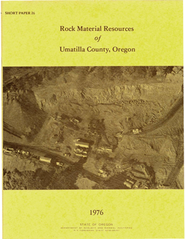 DOGAMI Short Paper 26, Rock Material Resources of Umatilla