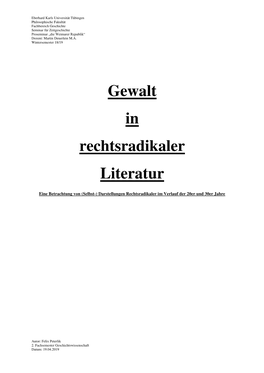 Gewalt in Rechtsradikaler Literatur