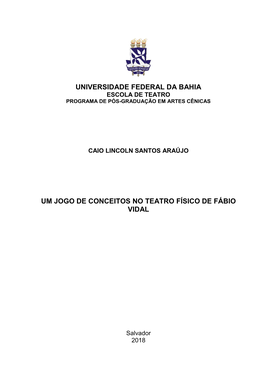Universidade Federal Da Bahia Um Jogo De Conceitos No