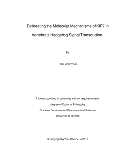 Delineating the Molecular Mechanisms of KIF7 in Vertebrate Hedgehog Signal Transduction