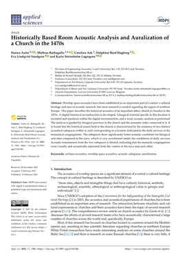 Historically Based Room Acoustic Analysis and Auralization of a Church in the 1470S