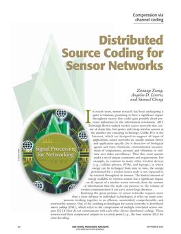 Distributed Source Coding for Sensor Networks