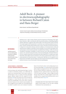 A Pioneer in Electroencephalography in Between Richard Caton and Hans Berger