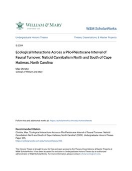 Ecological Interactions Across a Plio-Pleistocene Interval of Faunal Turnover: Naticid Cannibalism North and South of Cape Hatteras, North Carolina