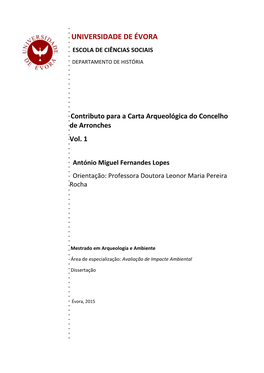 Contributo Carta Arqueologica Arronches