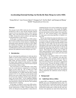 Accelerating External Sorting Via On-The-Fly Data Merge in Active Ssds