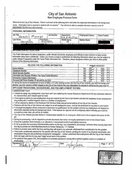 City of San Antonio New Employee Process Form