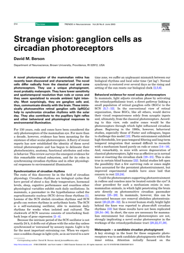 Strange Vision: Ganglion Cells As Circadian Photoreceptors