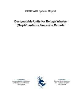 Designatable Units for Beluga Whales (Delphinapterus Leucas) in Canada