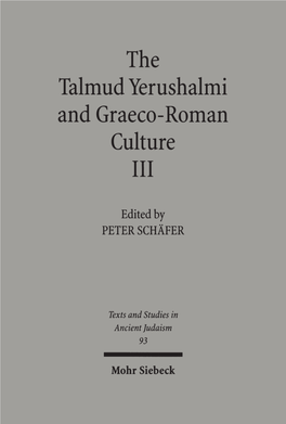 The Talmud Yerushalmi and Graeco-Roman Culture
