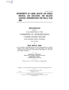 106–332 Departments of Labor, Health and Human Services, and Education, and Related Agencies Appropriations for Fiscal Year 2000