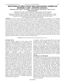 Monitoring of Insect Pests and Their Natural Enemies on Biodiesel Plant, Jatropha Curcas L