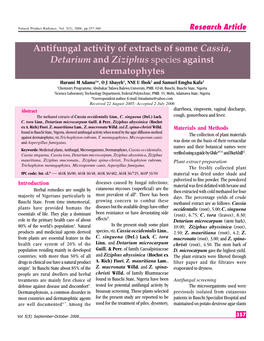 Antifungal Activity of Extracts of Some Cassia, Detarium and Ziziphus